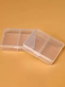 1pc Plastic Storage Box Clear 2 Grids Storage Box