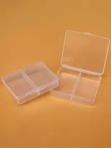 1pc Plastic Storage Box Clear 2 Grids Storage Box