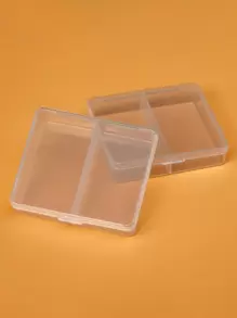 1pc Plastic Storage Box Clear 2 Grids Storage Box