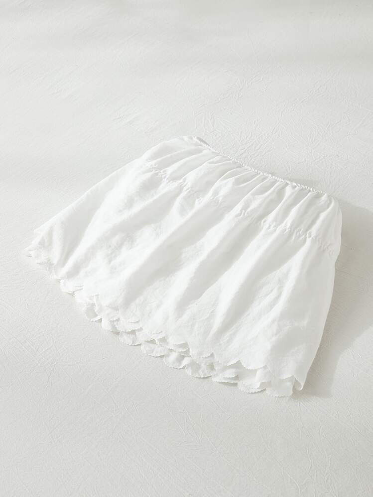 Effen kleur schelpbekleding bedrok, witte wikkelbedrok voor slaapkamer - Wit - Bekijken 5