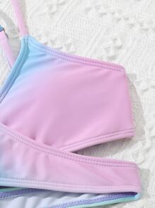 青少年女孩渐变色比基尼套装搭配和服夏日海滩 - 彩色 - 查看 3