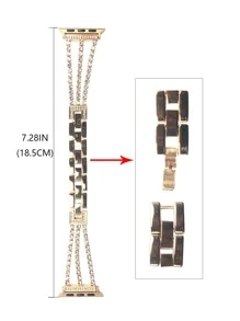 Rhinestone Embellished Band Tương thích với Apple Watch - Hoa hồng vàng - Xem 3