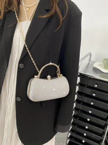 Túi xách nữ buổi tối Pha lê kim cương long lanh màu trơn Hấp dẫn - Bạc - Xem 1