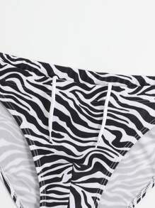 Manfinity Men Zebra Striped Swim Brief - Black and White - View 4