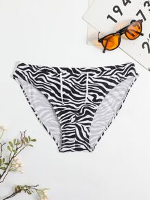 Manfinity Men Zebra Striped Swim Brief - Black and White - View 5