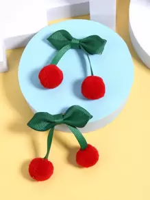 2个少女樱桃装饰鳄鱼夹 - 彩色 - 查看 4