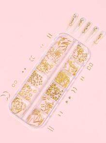 1 caja 3d con diseño geométrico Decoración de uñas - Dorado - Ver 1