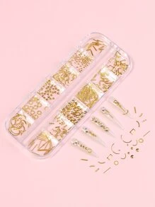 1 caja 3d con diseño geométrico Decoración de uñas - Dorado - Ver 2