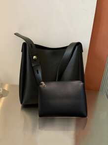 Minimalist Square Bag With Inner Pouch For Teen Girls Women College Students , Rookies & White-collar Workers Perfect for Office , Work , Business , Commute Best Work Bag for Women - Hitam - View 3