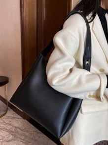 Minimalist Square Bag With Inner Pouch For Teen Girls Women College Students , Rookies & White-collar Workers Perfect for Office , Work , Business , Commute Best Work Bag for Women - Hitam - View 5