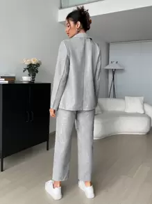 SHEIN EZwear 雙排釦西裝外套和褲子