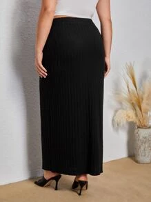 SHEIN LUNE Falda unicolor tejido de canalé