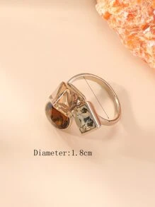 1pc Shiny Geometric Crystal 3D Open Ring - Multicolor - View 3