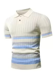 Manfinity Homme Men Stripe Pattern Polo Neck Knit Top - Multicolor - View 3