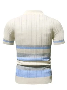 Manfinity Homme Men Stripe Pattern Polo Neck Knit Top - Multicolor - View 2
