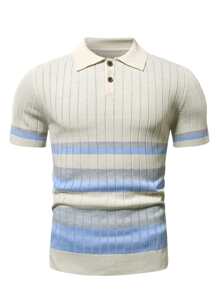 Manfinity Homme Men Stripe Pattern Polo Neck Knit Top - Multicolor - View 6