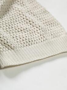 Manfinity Homme Men Polo Neck Pointelle Knit Top - Apricot - View 4