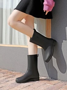 Stitch Detail Rain Boots - Black - View 1