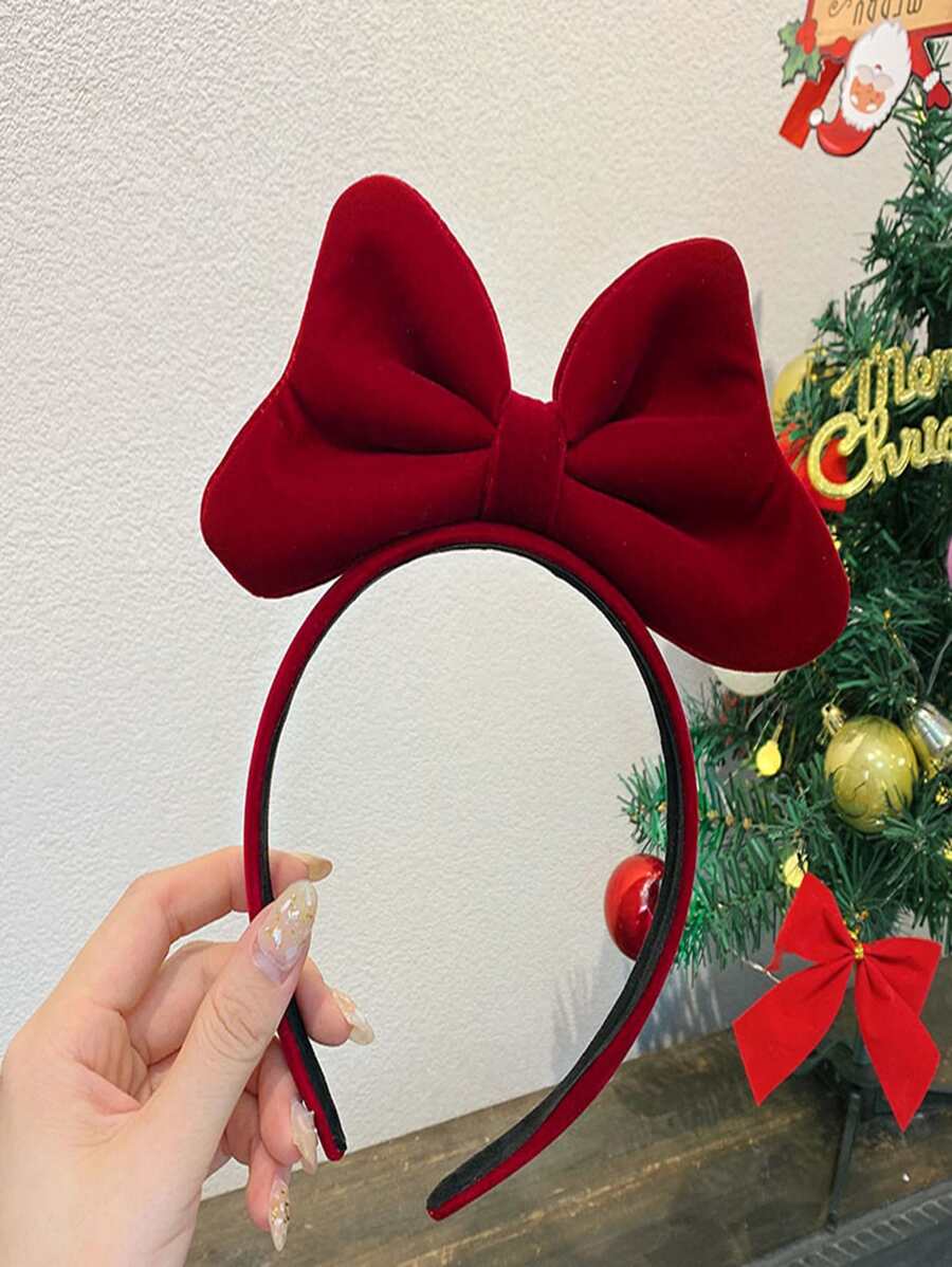 Christmas Bow Decor Headband - Burgundy - View 1