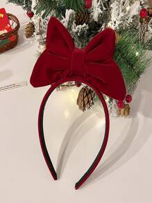 Christmas Bow Decor Headband - Burgundy - View 2