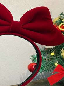 Christmas Bow Decor Headband - Burgundy - View 3