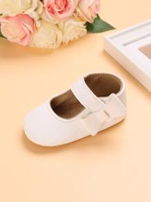 Baby Bow Decor Ankle Strap Flats - White - View 3