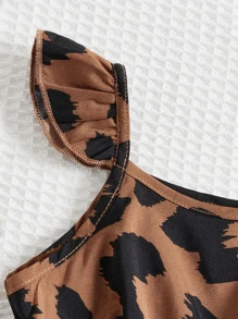 SHEIN Young Girl Allover Print Ruffle Trim Peplum Blouse - Multicolor - View 5