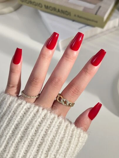 24Pcs Neutral Short Ballerina Nail Nails Red Wine Red Solid Press On Nails Acrylic Nails Fake Nails Nails Manicure Set Detachable Full Cover Long Lasting Includes 1Sheet Adhesive Tabs & 1Pc Mini File Perfect For Everyday Wear Nail Supplies Nails