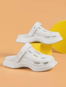 Girls Hollow Out Vented Clogs, Fashion Outdoor EVA Clogs - White - View 4