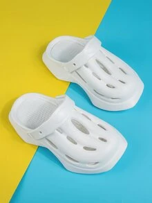 Girls Hollow Out Vented Clogs, Fashion Outdoor EVA Clogs - White - View 6