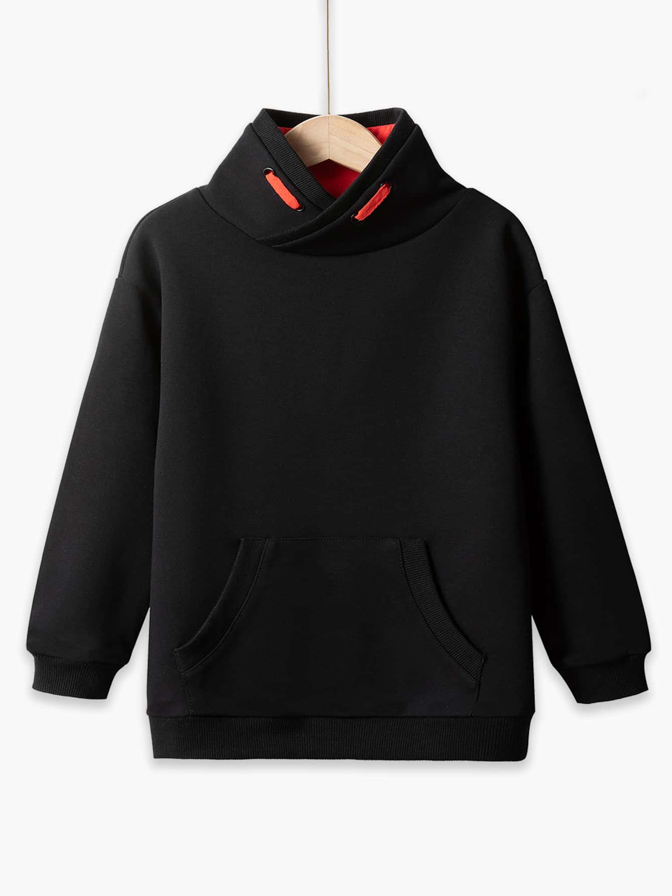 Sudadera casual cómoda con cuello levantado para niños de preadolescente - Negro - Ver 1