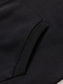 Sudadera casual cómoda con cuello levantado para niños de preadolescente - Negro - Ver 6