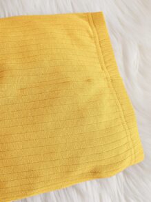 SHEIN 寶寶女孩高領肋織t卹和緊身褲套裝 - 黃色 - 查看 3