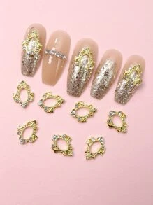 10 piezas 3d con diseño de diamante de imitación Decoración de uñas - Dorado - Ver 1