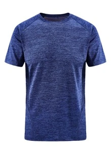 Men Marled Knit Sports Tee - Blue - View 1