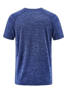 Men Marled Knit Sports Tee - Blue - View 2
