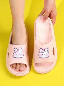Chanclas con diseño de conejo de dibujos animados - Rosa Pálido - Ver 1