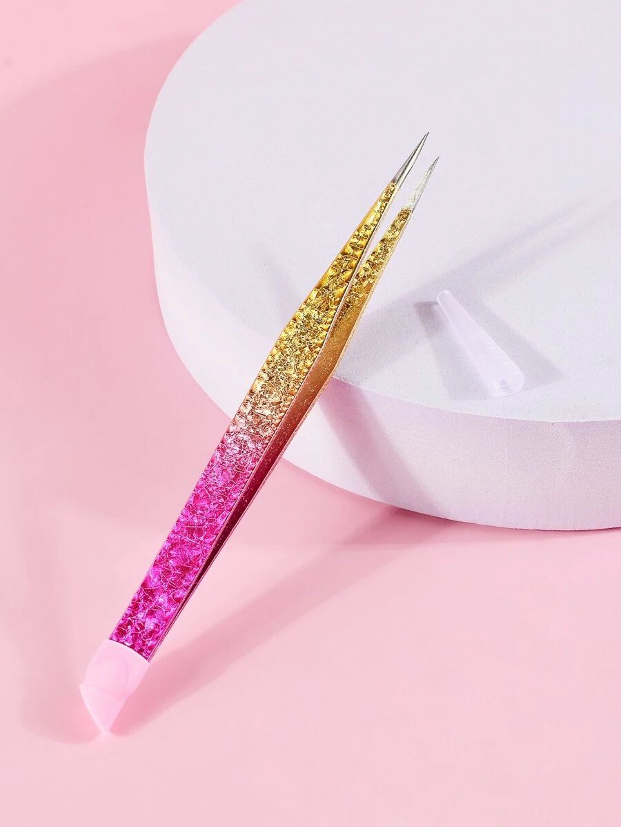 klimonla 1 件女士双头美甲镊子，不锈钢镊子套装直头镊子精密睫毛镊子用于睫毛延长尖头镊子用于工艺品水钻拾取工具，美甲用品，美甲工具，美甲工具，返校，指甲，按压指甲用美甲工具 - 彩色 - 查看 1