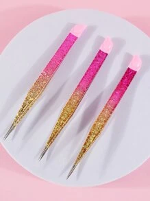 klimonla 1 件女士双头美甲镊子，不锈钢镊子套装直头镊子精密睫毛镊子用于睫毛延长尖头镊子用于工艺品水钻拾取工具，美甲用品，美甲工具，美甲工具，返校，指甲，按压指甲用美甲工具 - 彩色 - 查看 7