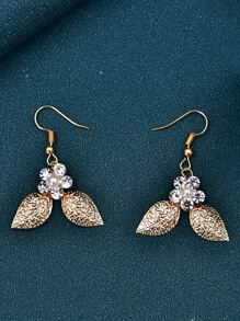 水鑽花朵裝飾髮帶和耳墜 - 金色 - 查看 7