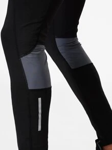 Hombres Mallas deportivas con estampado de letra panel en contraste - Negro - Ver 2