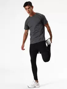 Playera Deportiva De Manga Raglán Para Hombre Y Pantalones Deportivos 2 En 1, Traje Atlético, Chándal - Multicolor - Ver 1