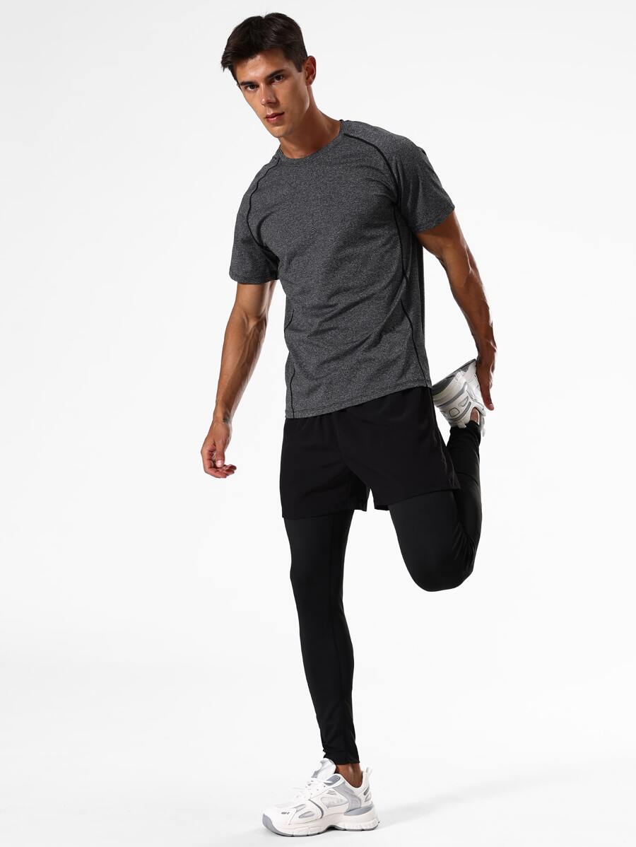 Playera Deportiva De Manga Raglán Para Hombre Y Pantalones Deportivos 2 En 1, Traje Atlético, Chándal - Multicolor - Ver 1