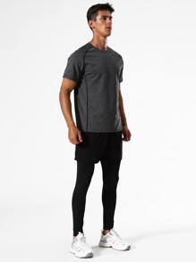 Playera Deportiva De Manga Raglán Para Hombre Y Pantalones Deportivos 2 En 1, Traje Atlético, Chándal - Multicolor - Ver 3