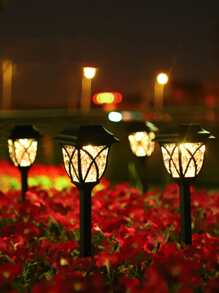 1pc Solar Powered Ground Insert Lawn Lamp, Outdoor Garden Lighting For Pathway, Yard, Patio - Yellow - View 1