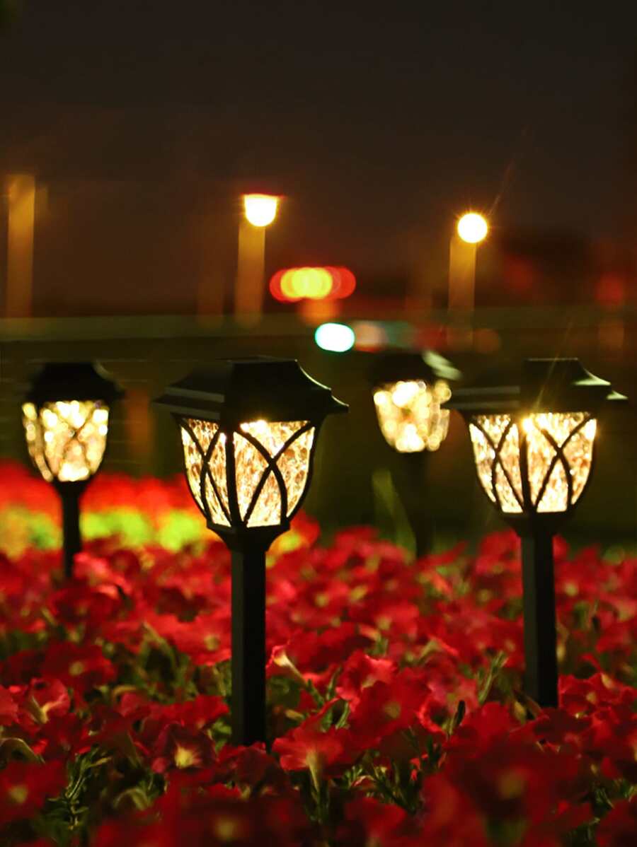 1pc Solar Powered Ground Insert Lawn Lamp, Outdoor Garden Lighting For Pathway, Yard, Patio - Yellow - View 1