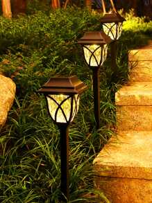 1pc Solar Powered Ground Insert Lawn Lamp, Outdoor Garden Lighting For Pathway, Yard, Patio - Yellow - View 2
