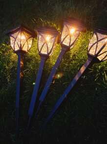 1pc Solar Powered Ground Insert Lawn Lamp, Outdoor Garden Lighting For Pathway, Yard, Patio - Yellow - View 3