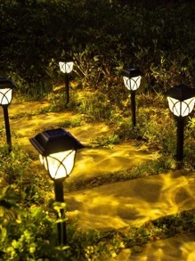 1pc Solar Powered Ground Insert Lawn Lamp, Outdoor Garden Lighting For Pathway, Yard, Patio - Yellow - View 6