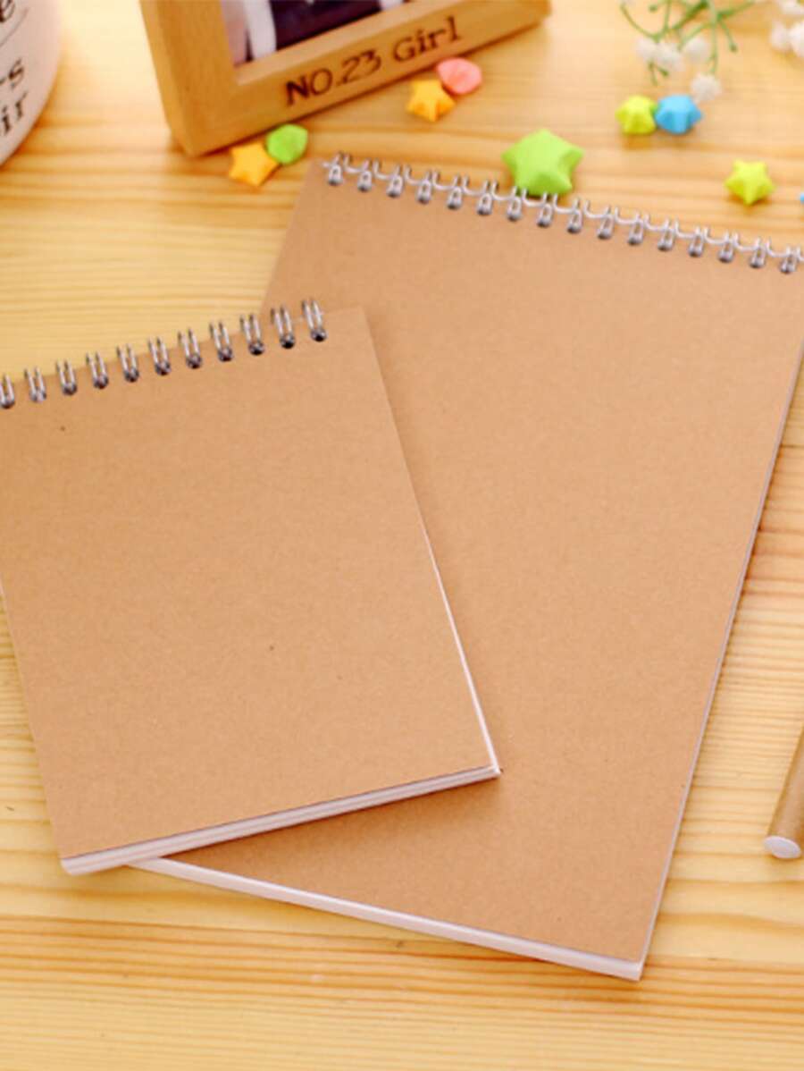 1入組牛皮紙套線圈筆記本 - 卡其色 - 查看 1